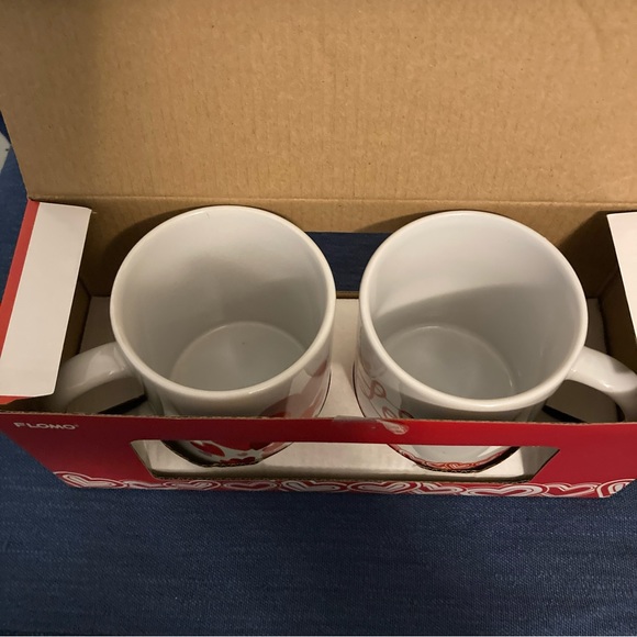 FLOMO Valentines Day Mug Set of Two White with Red Design - Picture 2 of 13